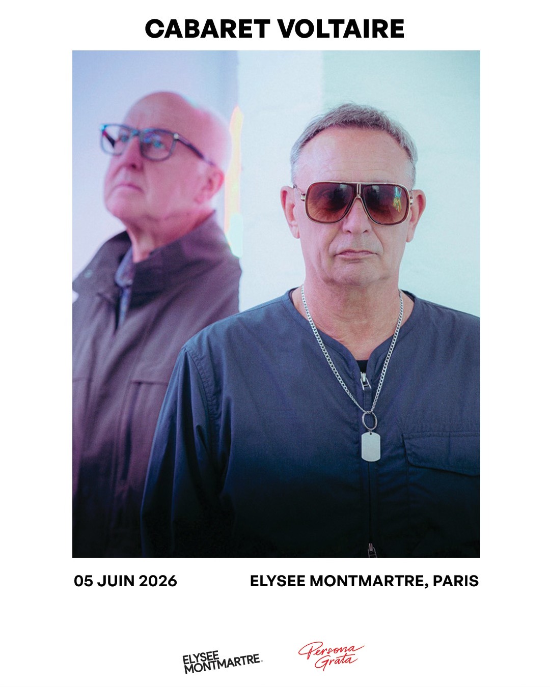 Cabaret Voltaire avec Chris Watson et Stephen Mallinder, pionniers de la musique industrielle et électronique de Sheffield.
