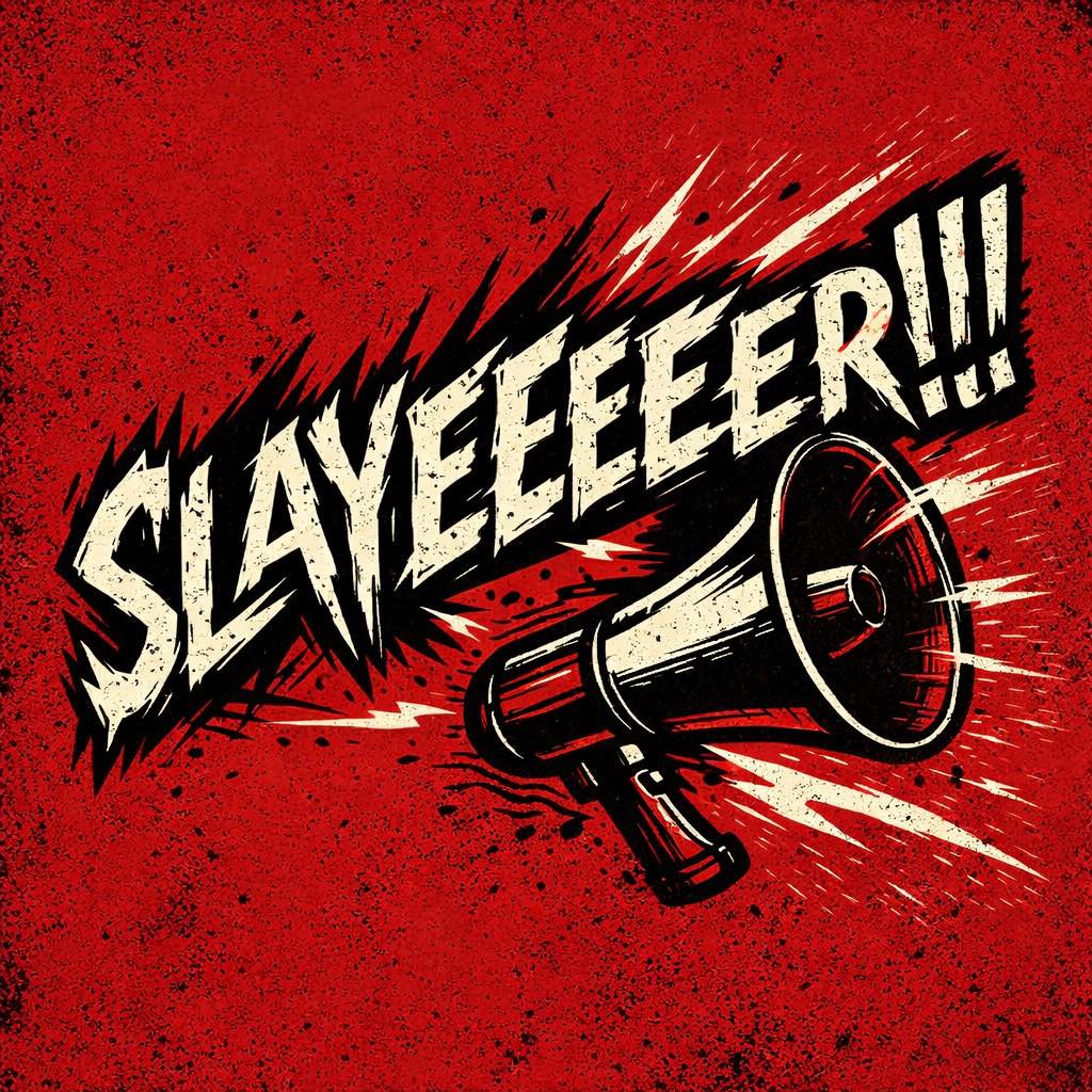 illustration d'un mec qui hurle slayer en festival