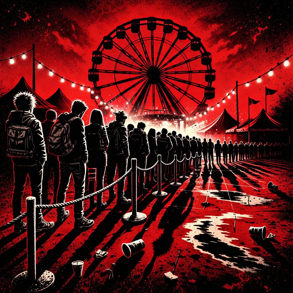 Illustration d'une file d'attente en festival
