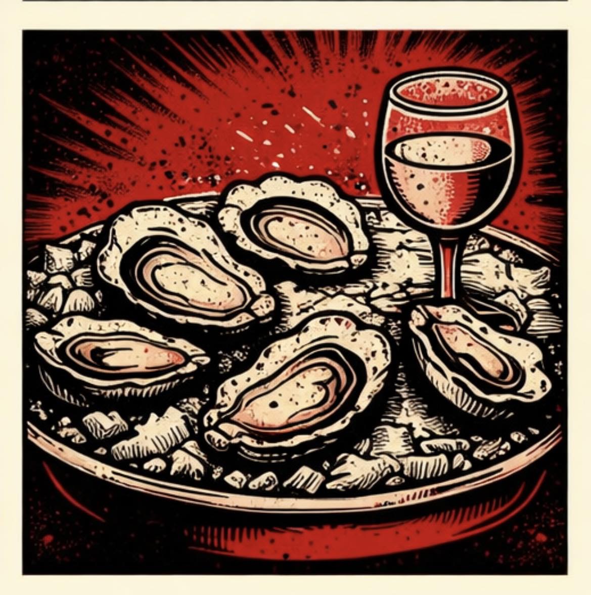 illustration d'une assiette d'huitres en festival