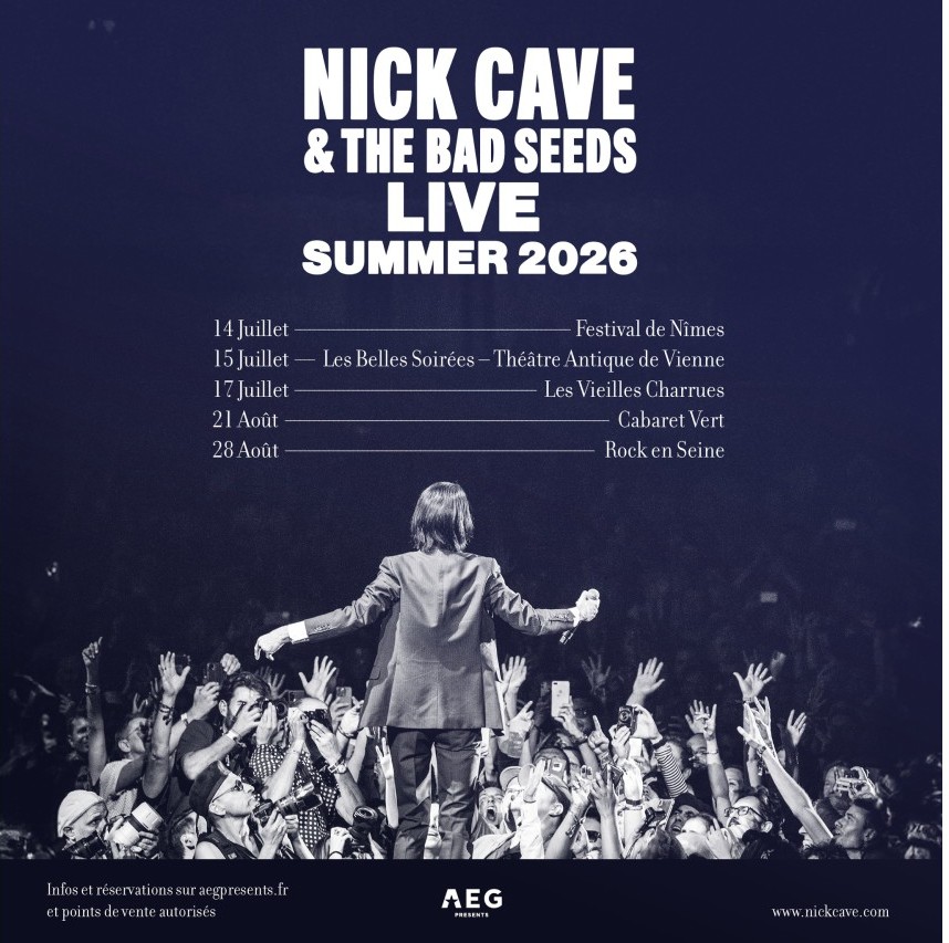 Nick Cave & The Bad Seeds en tournée dans les festivals français à l’été 2026.