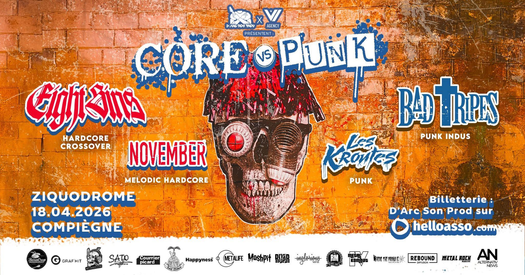 Flyer de la soirée core punl au zikodrome de compiegne