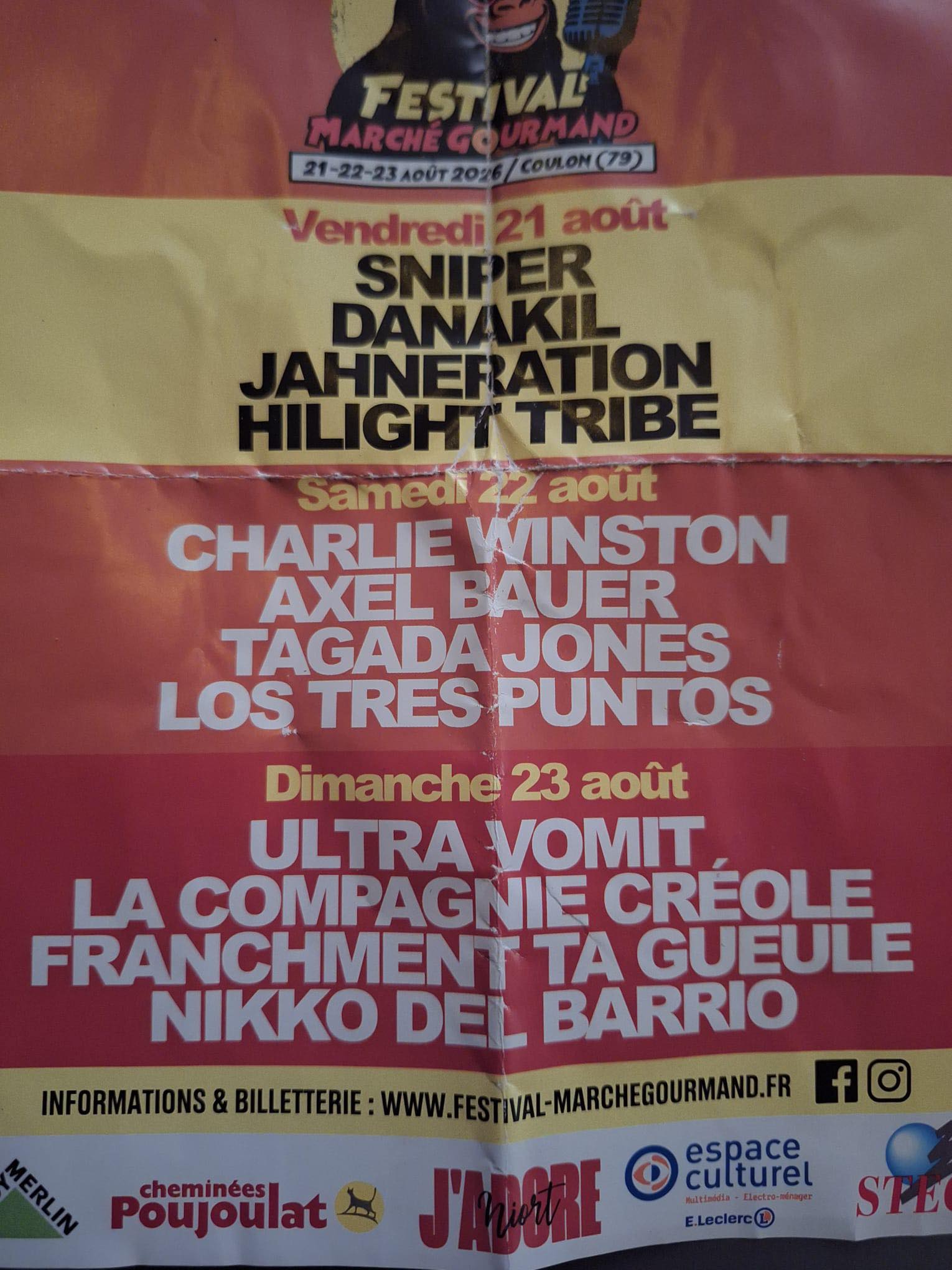 affiche d'un festival 2026 qui enchaine la compagnie créole et ultra vomit