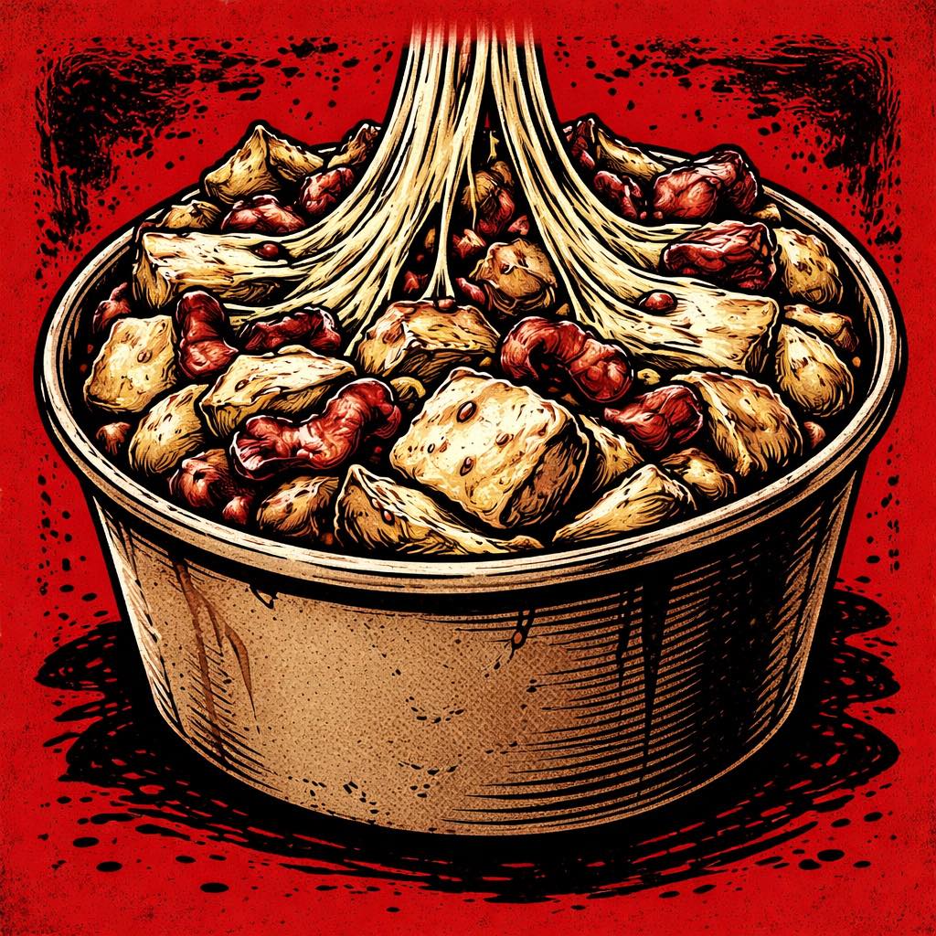 illustration d'un plat gras servi dans un bol