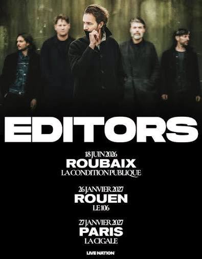 Editors en concert en France avec Tom Smith, groupe britannique de post-punk et d'indie rock originaire de Birmingham.