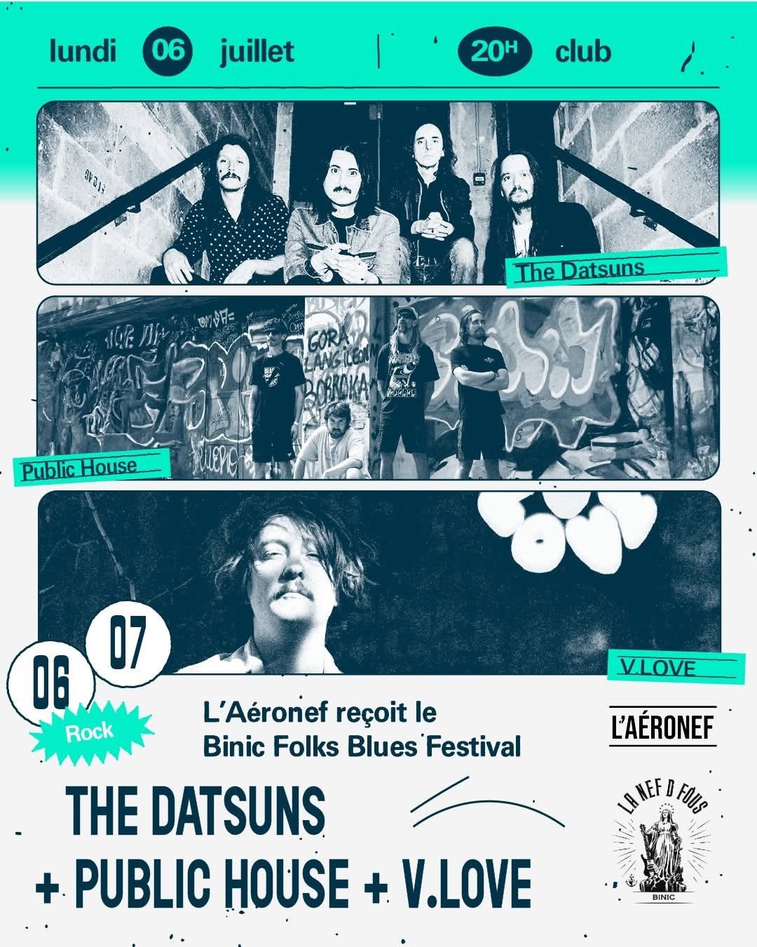 The Datsuns, Public House et V.LOVE au warm-up du Binic Folks Blues Festival à L’Aéronef de Lille
