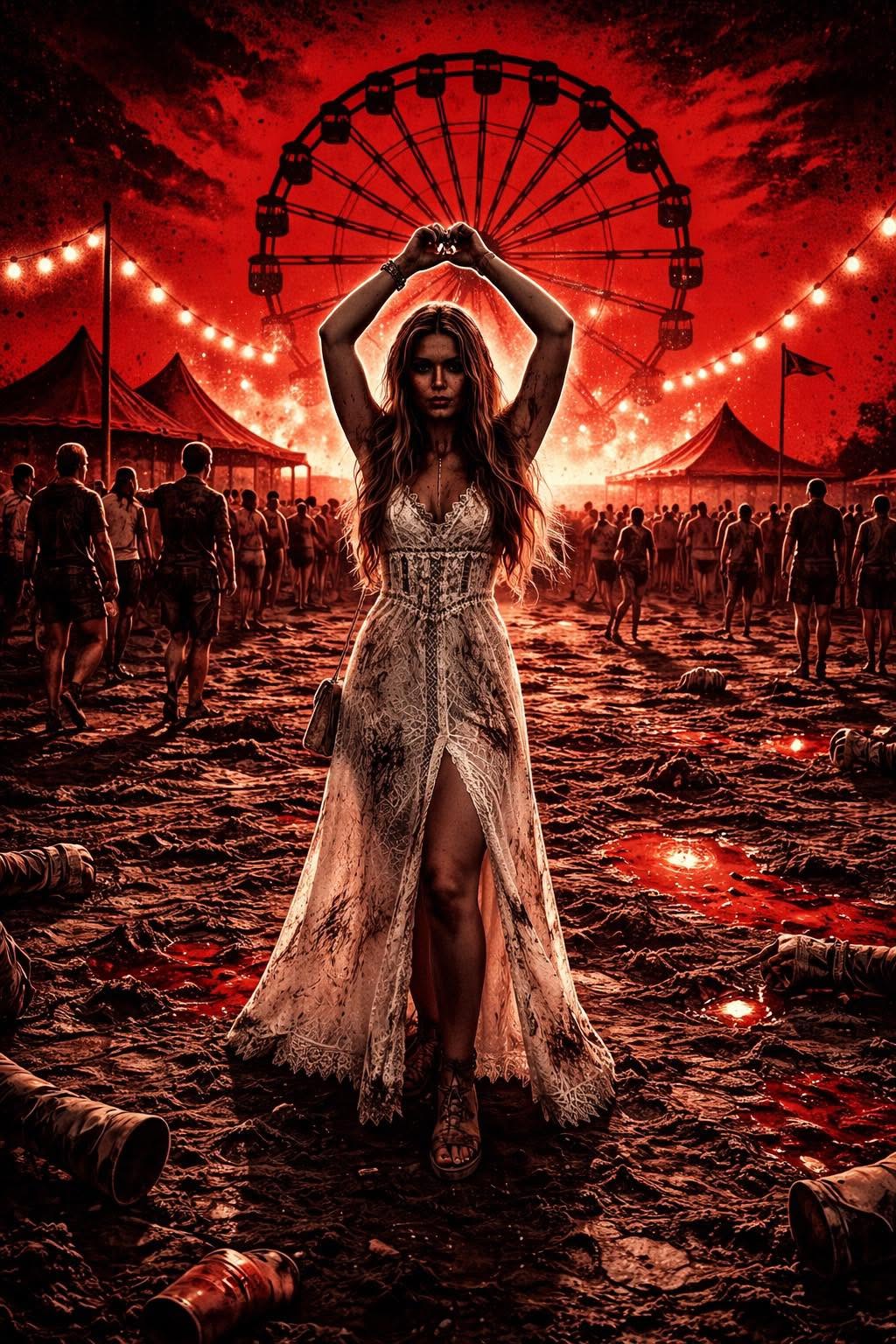 illustration d'une instagrammeuse en blanc a coachella
