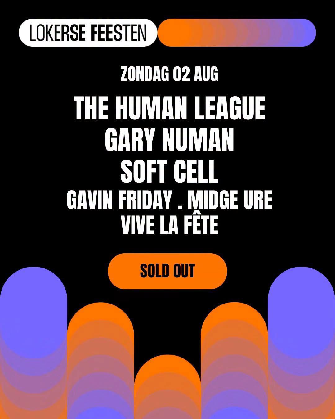 Lokerse Feesten en Belgique avec Gary Numan, Soft Cell, The Human League, Cabaret Voltaire, Gavin Friday et Vive La Fête.