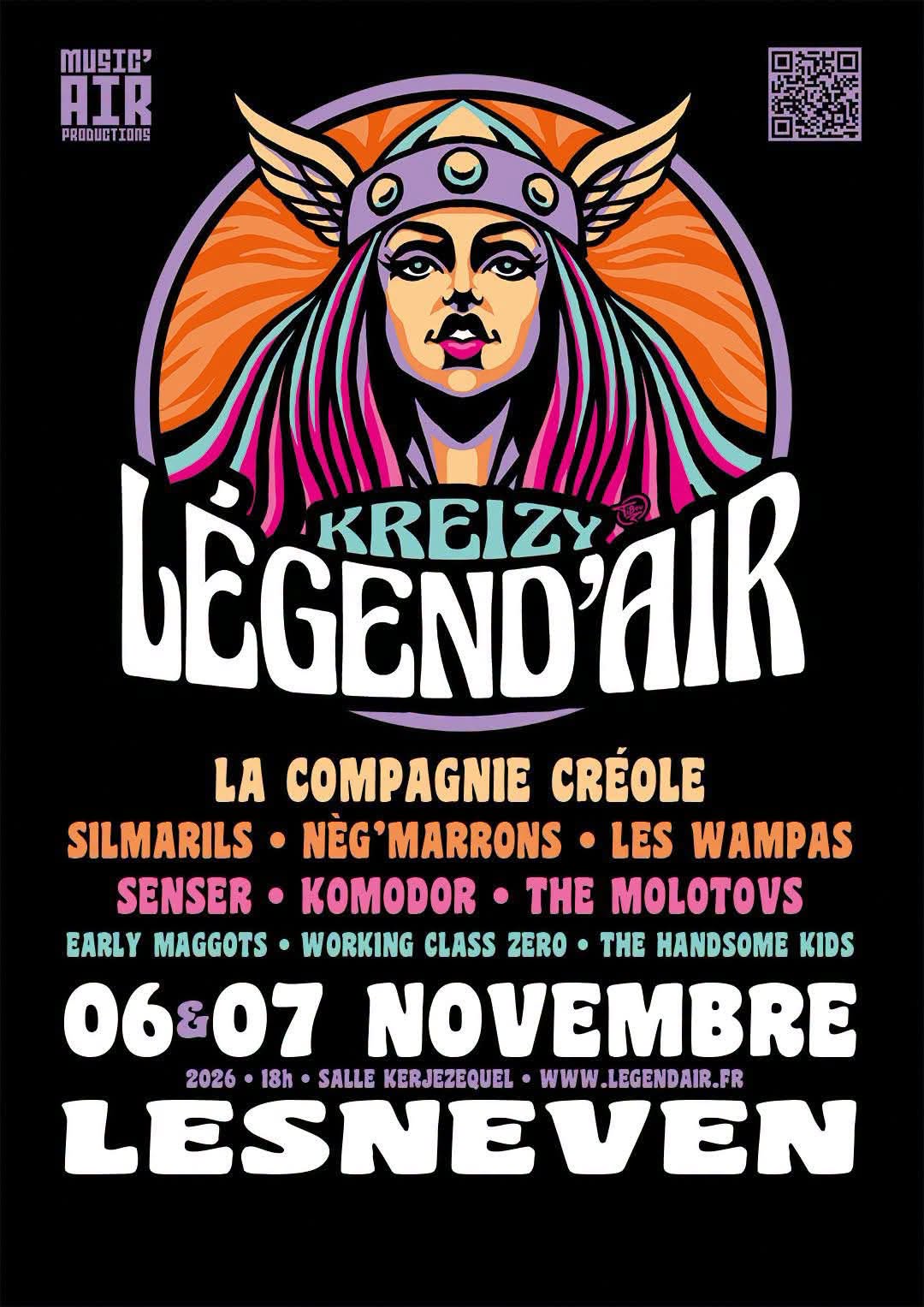 Affiche Kreiz Y Légend’Air 2026 à Lesneven avec La Compagnie Créole, Senser et Les Wampas