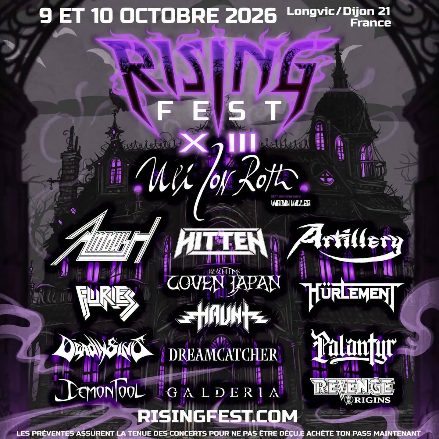 Rising Fest 2026 à Longvic avec Uli Jon Roth, Artillery, Haunt, Ambush et Hitten