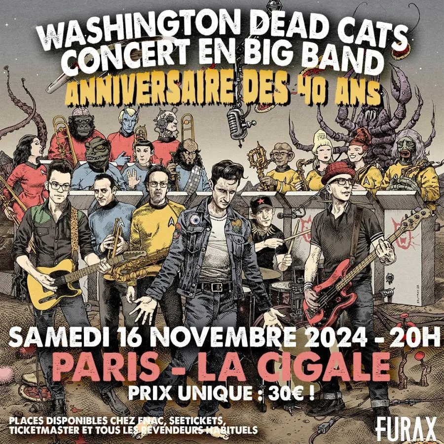 Washington Dead Cats, groupe français de psychobilly, concert anniversaire des 40 ans au Nouveau Casino à Paris